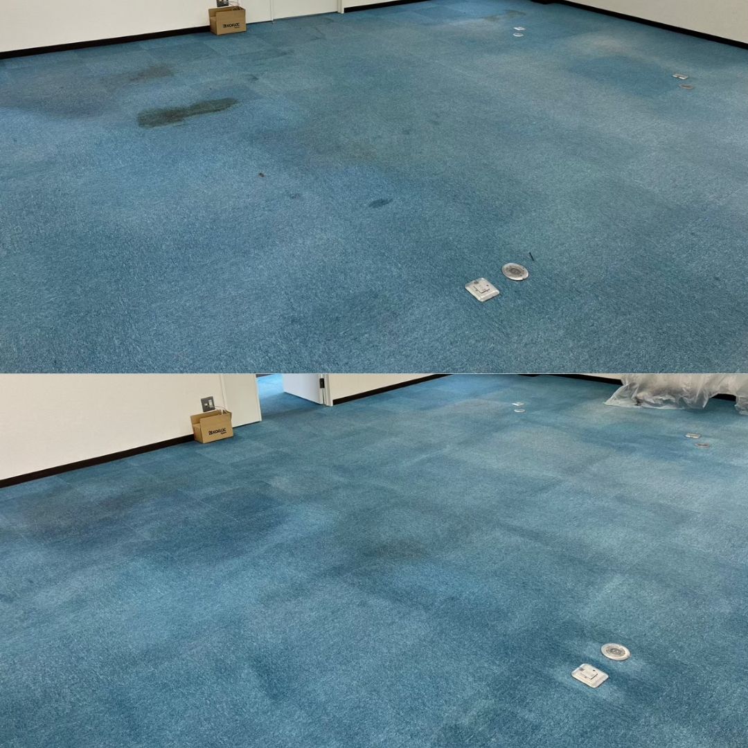 オフィスカーペットの全面洗浄 ビフォーアフター